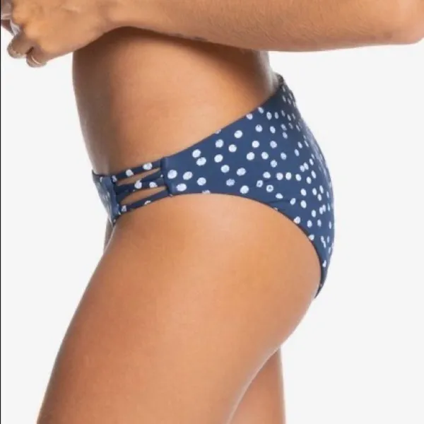 Roxy Printed Beach Classics Blue Indigo Polka Dot Side Strap Bikini Bottoms‎ XL - Image 2