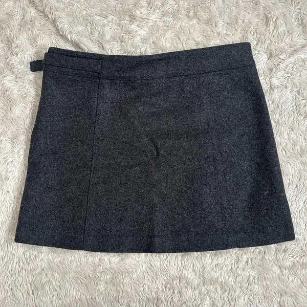 Vintage Y2K Gap Wool Sz 2 European Fit Italian Wool Felted Mini Skirt Gray - Image 6