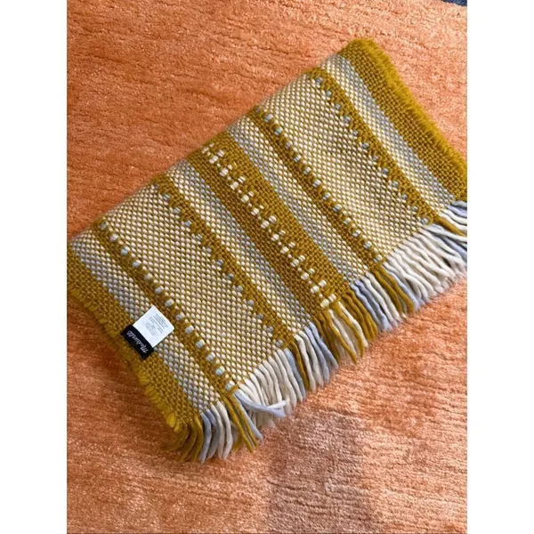 Madewell Woven Fringe Scarf Green Gray Ivory Striped Acrylic Women - Image 7
