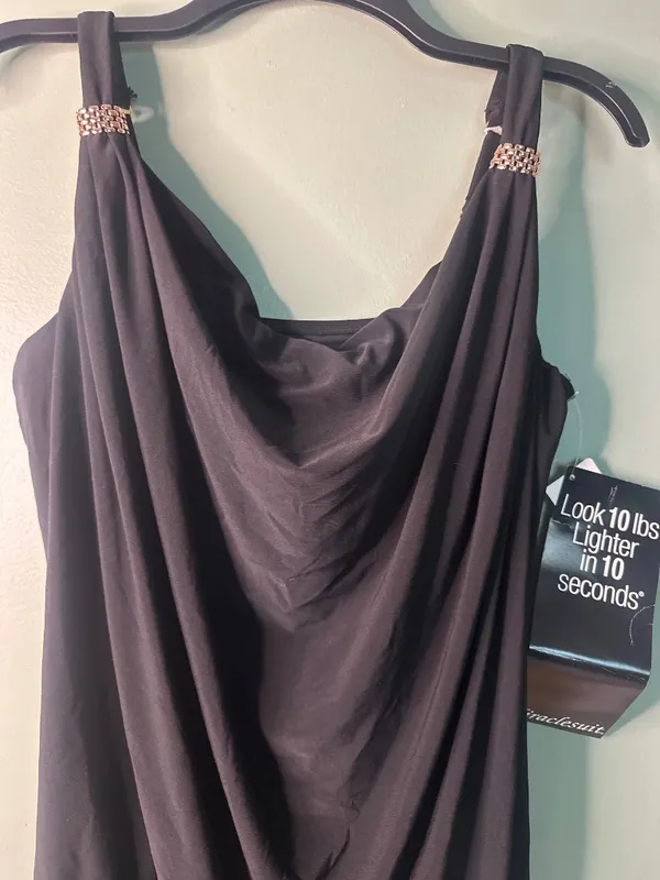 Miraclesuit Women’s Size 8 Black Luxe Tankini Top NWT Slimming Swimwear resort - Image 2