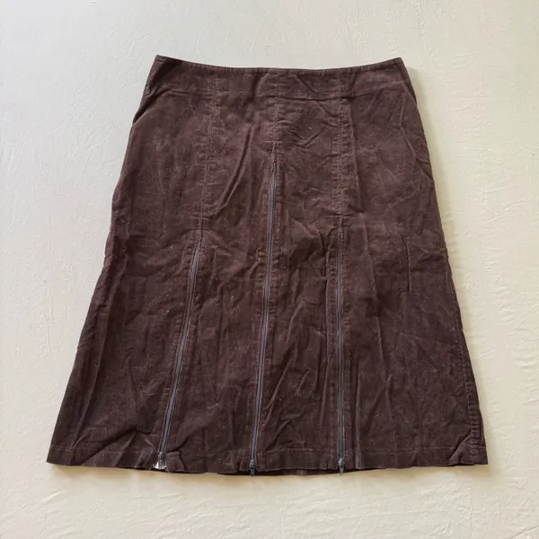 American Vintage Vintage Y2K corduroy A-Line skirt with zipper detail - Image 2