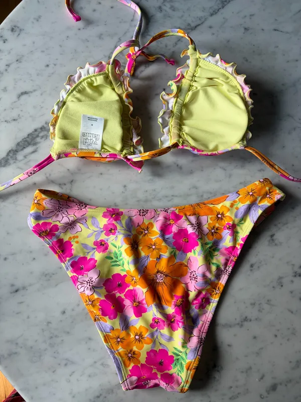 Yellow & Pink Floral Wild Fable Bikini Set Sz S - Image 5