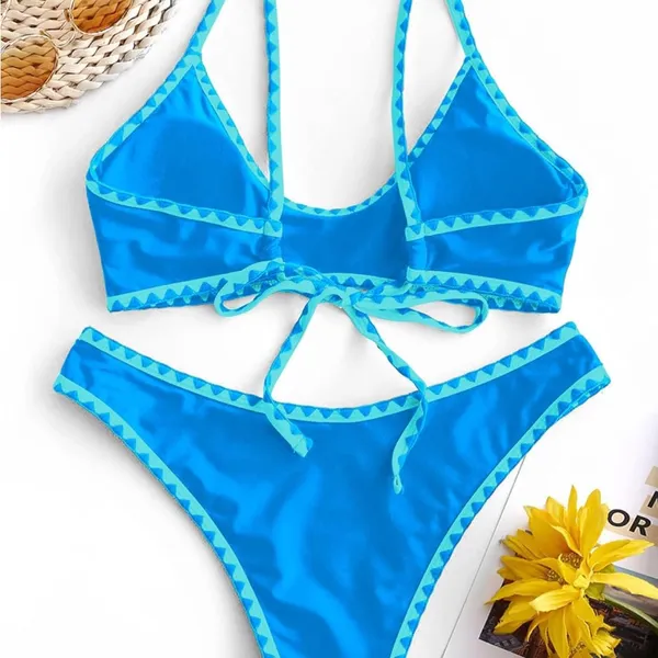 NWT ZAFUL Tie Back‎ High Cut Bralette Bikini Set - Image 3