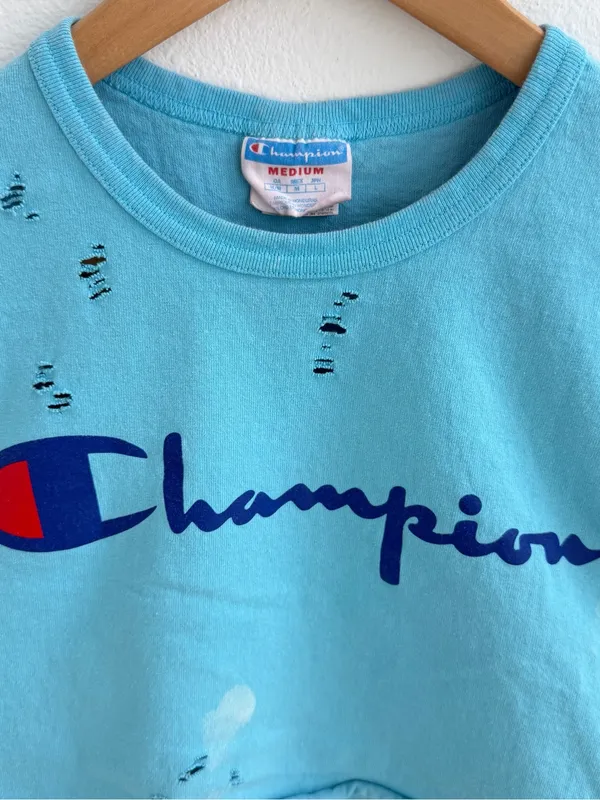 Champion cropped tee with paint splatter details - Image 2
