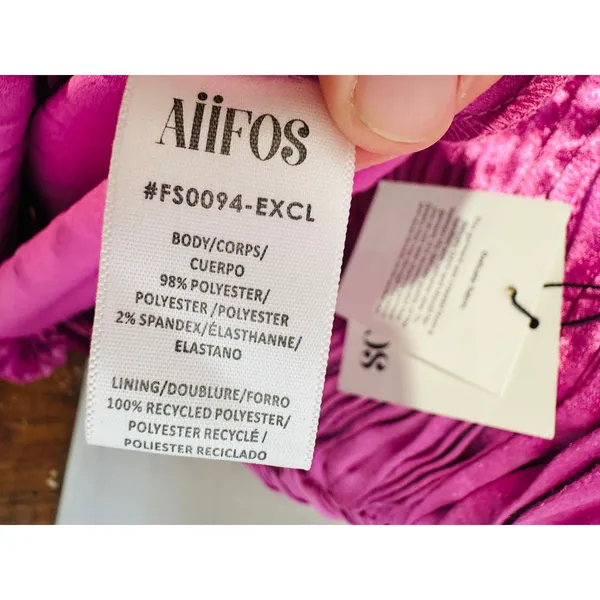 NWT AIIFOS Magenta Pink Surplice V-Neck Sleeveless Pleated Metallic Maxi Dress 2 - Image 14
