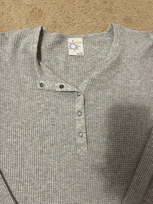 Aerie Gray Waffle Knit Sweater - Image 2