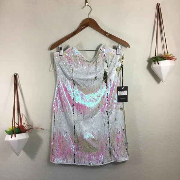 NWT 4SI3NNA Alina white sequins strapless dress - Image 4
