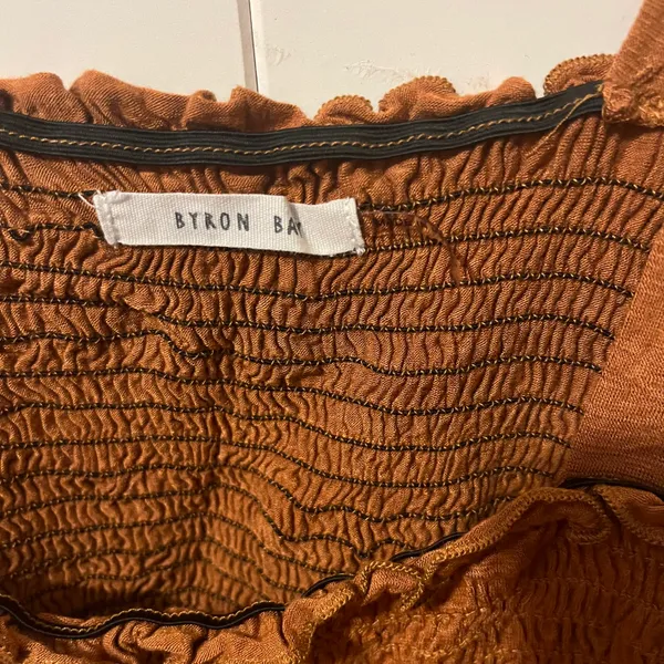 Smocked Crop Top Brown - Image 5