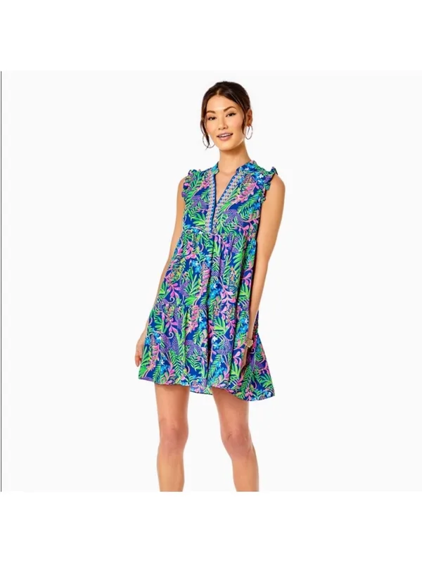Lilly Pulitzer Briela Dress, How You Like Me Prowl Borealis Blue, Medium - Image 9