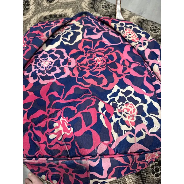 Vera Bradley Lighten Up Grand Backpack Pink Navy Floral Water Repellent Bag - Image 13