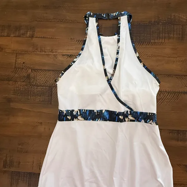EleVen by Venus Williams Tennis Dress White Print‎ Halter Neck Skirt Small - Image 2