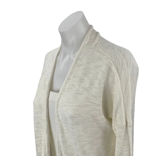 Vila Viril Women's White Basic Knitted Long Sleeve Duster Cardigan Sweater Top L - Image 2