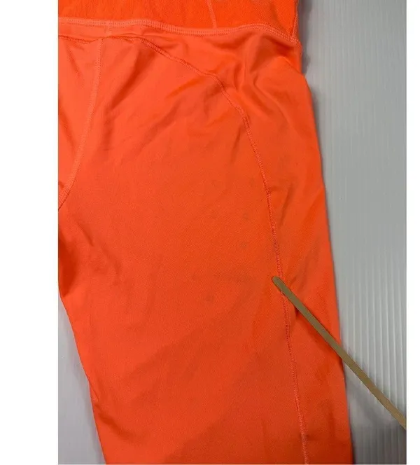 Puma Running Leggings Athletic Workout Neon Orange with Pockets Women S w stains - Image 6