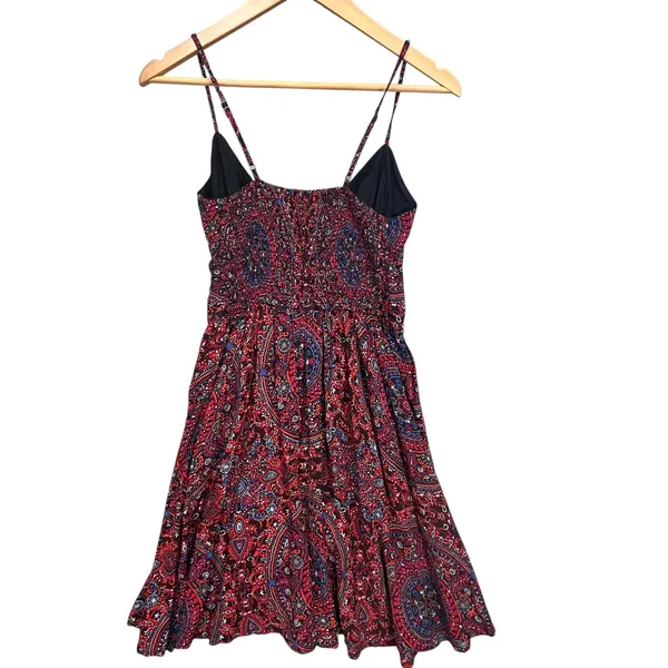 Abercrombie‎ Paisley Viscose Smocked Mini Dress Adjustable Straps Small - Image 3
