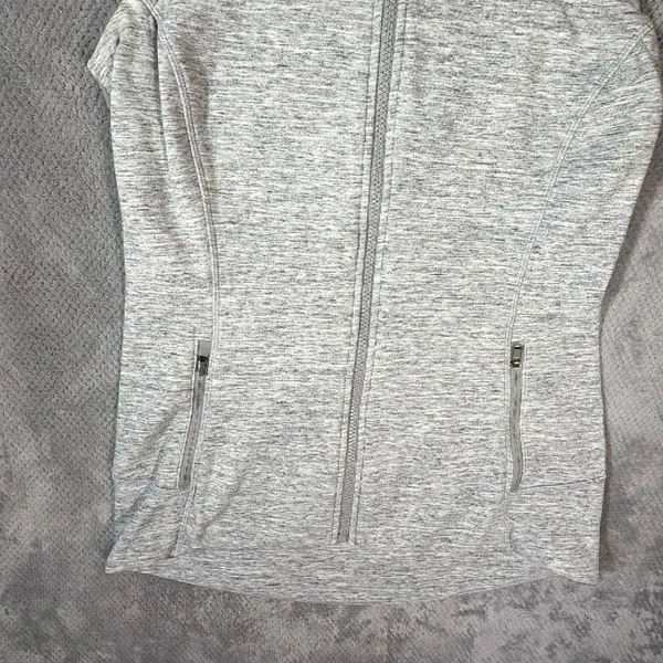 Athleta Stronger Spacedye Heathered Light Gray Sleeveless Full Zip Vest Small - Image 4