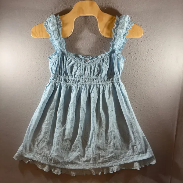 1701 | NWT Princess Polly Carlita Eyelet Boho Babydoll Mini Dress Blue Womens 12 - Image 2