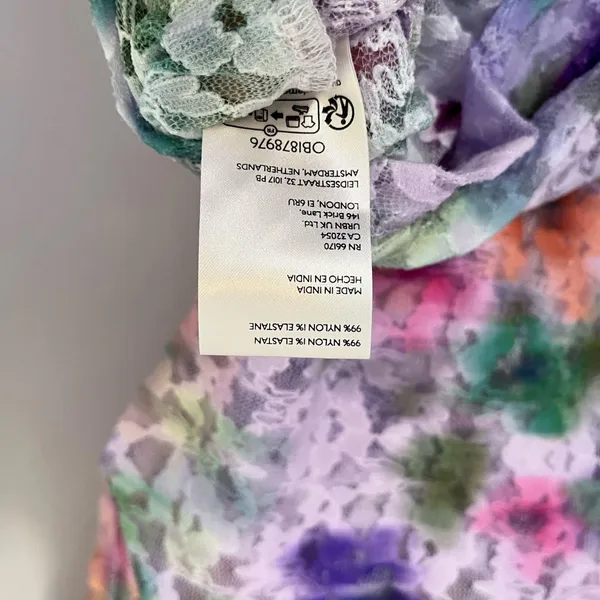 Pilcro Anthropologie Sheer Floral Mesh Lace Cap Sleeve Top Multicolor M - Image 7