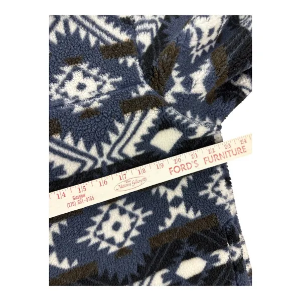 Mountain and Isles Aztec Print 1/4 Zip Fleece Pullover Blue Black Mock Neck M - Image 5