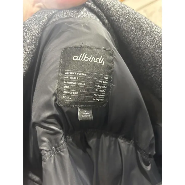 Allbirds Trino Merino Wool Puffer Jacket in Charcoal Grey Lg - Image 5