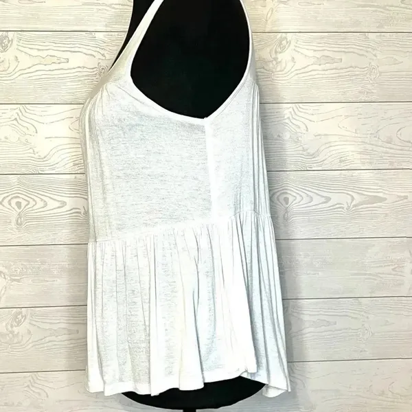 Freebird White Layered Tank Top Keyhole Tie Back Sleeveless Boho Sz Small - Image 4