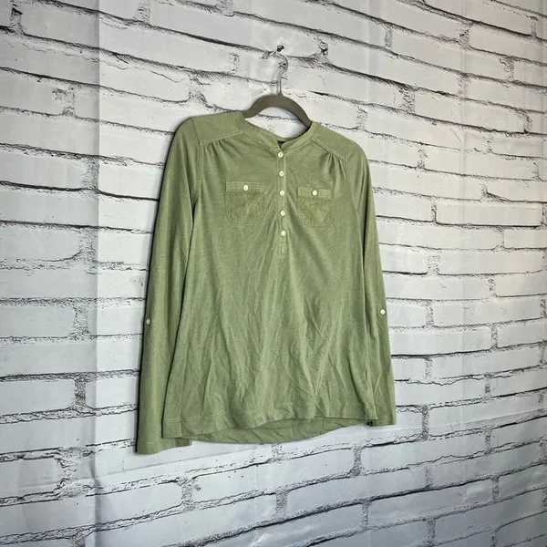 Lauren Ralph Lauren Green Button Blouse Longsleeve S Y2K Preppy Minimal Slim Fit - Image 2