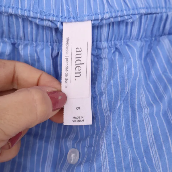 Auden Sleep Shorts Womens Small Pinstripe Blue Lace Trim Pajamas Excellent - Image 2