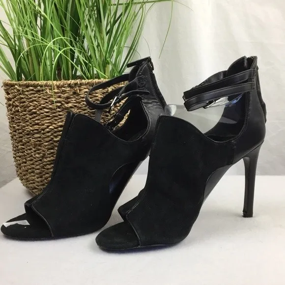 Dolce Vita Black Suede Ankle Strap Open Peep Toe High Heel Sandal Shoes 9 - Image 2