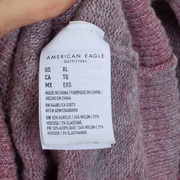 American Eagle Sweater XL Cowl Neck Pink‎ Purple Ombre Knit Pullover Oversized - Image 6