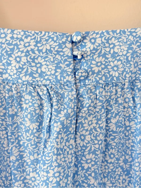 J Crew Factory Squareneck ruffle top puff sleeve blue cornflower white size S - Image 5