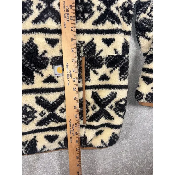 Carhartt‎ Women's Loose Fit Fleece Pullover Oat Milk/Black Fairisle Size L - Image 8