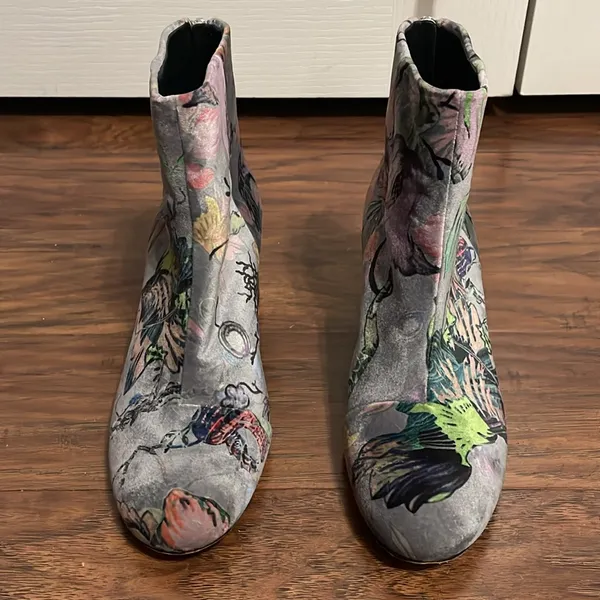 Rag & Bone Drea Velvet Floral Print Ankle Booties Boho Chic Glam Artsy Luxury - Image 3