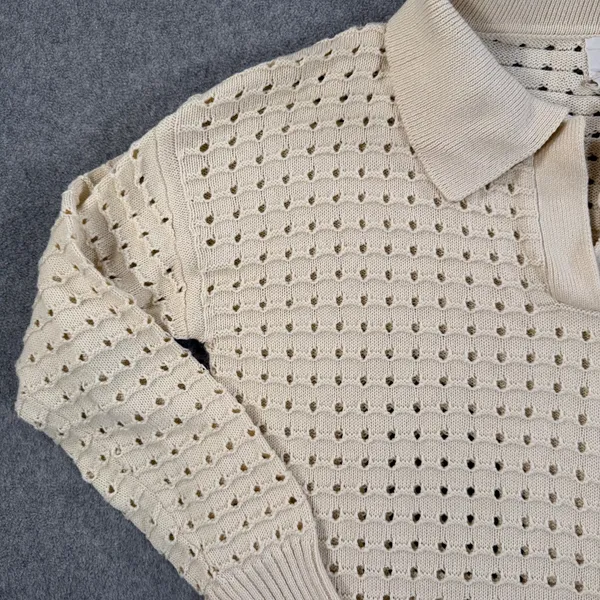 JOIE Sansa Open Knit Sweater Women's Medium Cream Long Sleeve V-Neck - Image 4