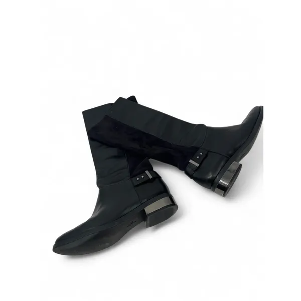 Cole Haan 8 Adler black leather and suede tall knee-high boots Riding Buckle - Image 6
