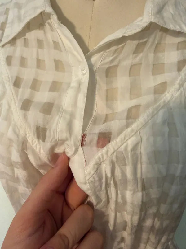 Current Air White Gingham Silk Blend Dress - Image 4