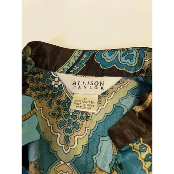 Allison Taylor 060101 Size small‎ women blouse shirt top Brown Blue short sleeve - Image 6