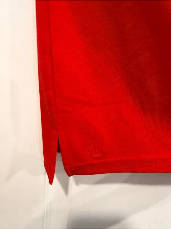 NWOT LRL Lauren Ralph Lauren Size XS Red Boat Neck Cuffed Sleeve Top Cotton - Image 3