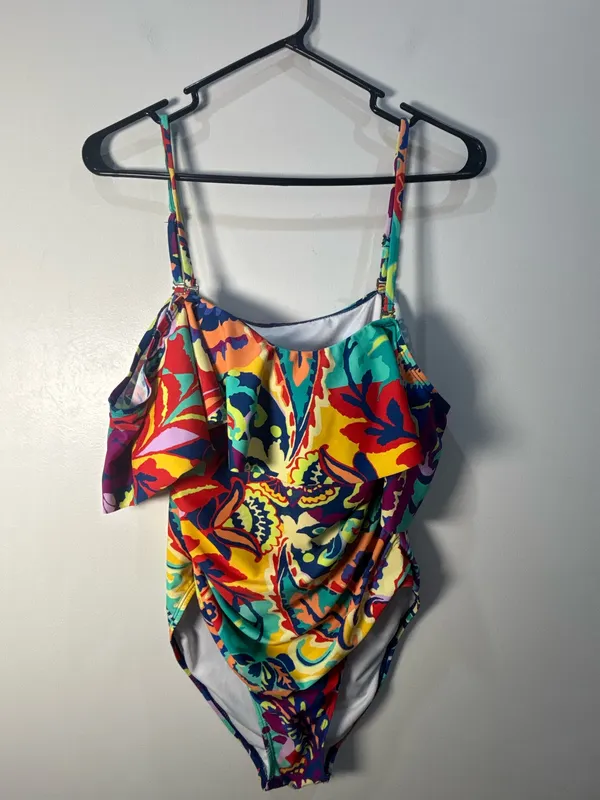Tahari One Piece Swimsuit XL Tropical Floral Hawaiian Coastal Resort Swimwear - Image 2