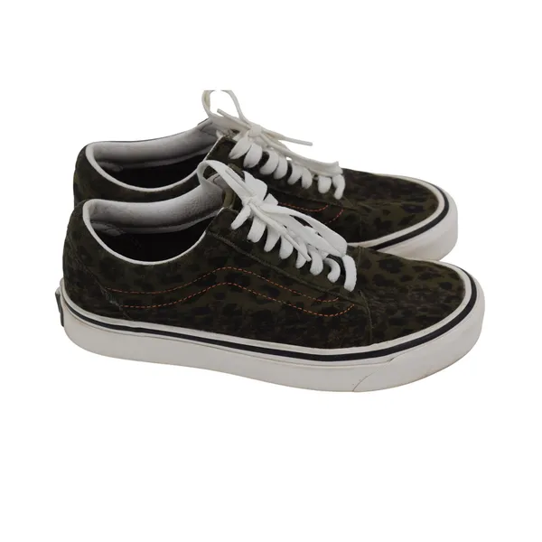 Vans Old Skool Leopard Print Sneakers Women's Size 8 Olive‎ Green - Image 3