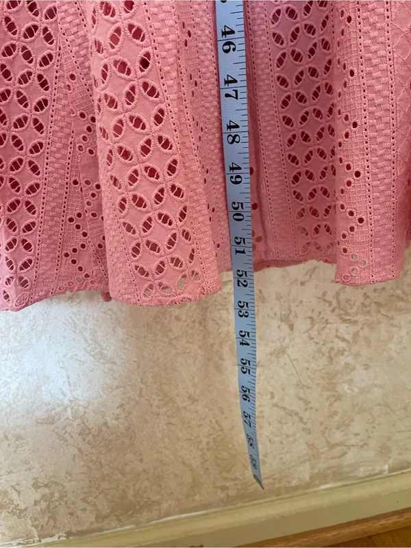 Maison Amory Maternity Sleeveless Eyelet Maxi Dress Pink Cotton Crocheted Sz S - Image 8
