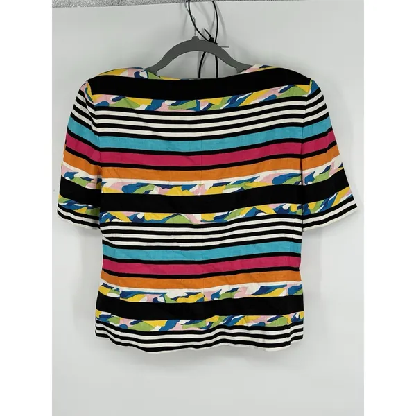 Vtg Rickie Freeman/Teri Jon 2 Pc. Coordinated Stripped Linen Top & Silk Skirt 8 - Image 5