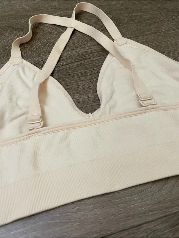 Bombas Women’s Seamless Triangle Bralette Size M/L Wheat Beige Adjustable Straps - Image 5