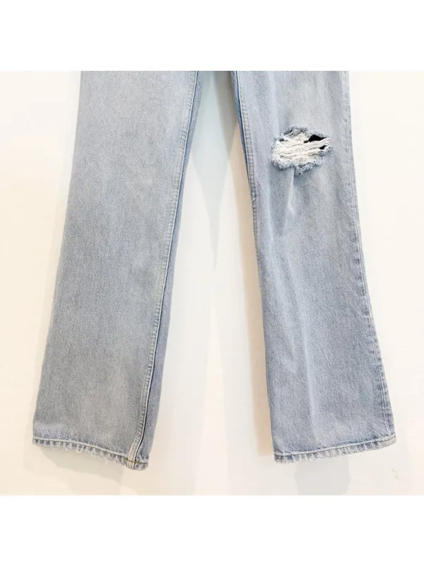ReDone Jeans Size 24 Light Worn‎ 70s Bootcut Distressed Button Fly Flare Capsule - Image 5