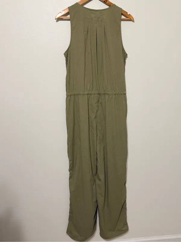 Athleta Adventure Utility Zip-Front Jumpsuit Size Medium Green - Image 6