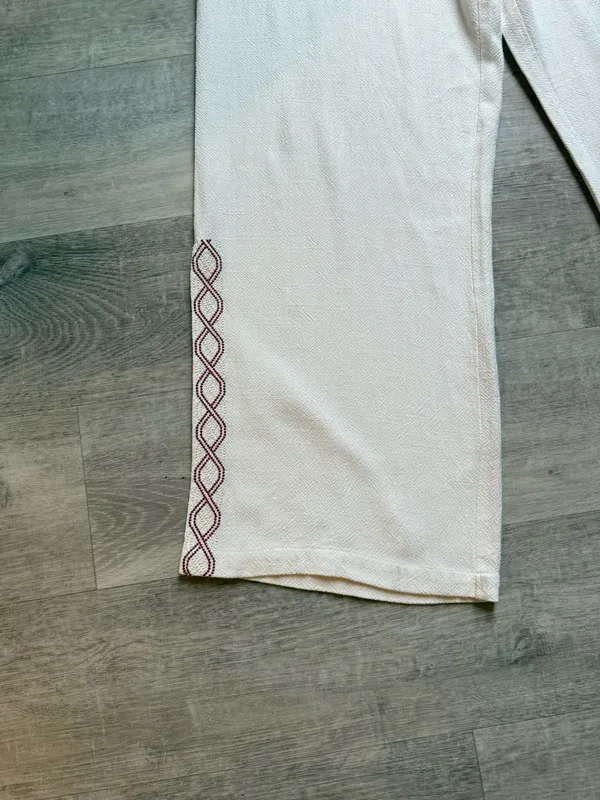 Soft Surroundings Mirage Embroidered Legs Wide Leg High Rise Pull On Pants Sz L - Image 6