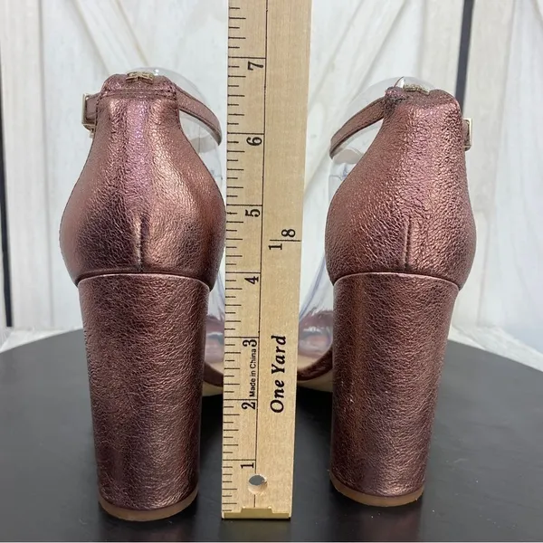 Sam Edelman Yaro Metallic Block Heel Ankle Strap Sandals Copper Pink 7‎ - Image 12