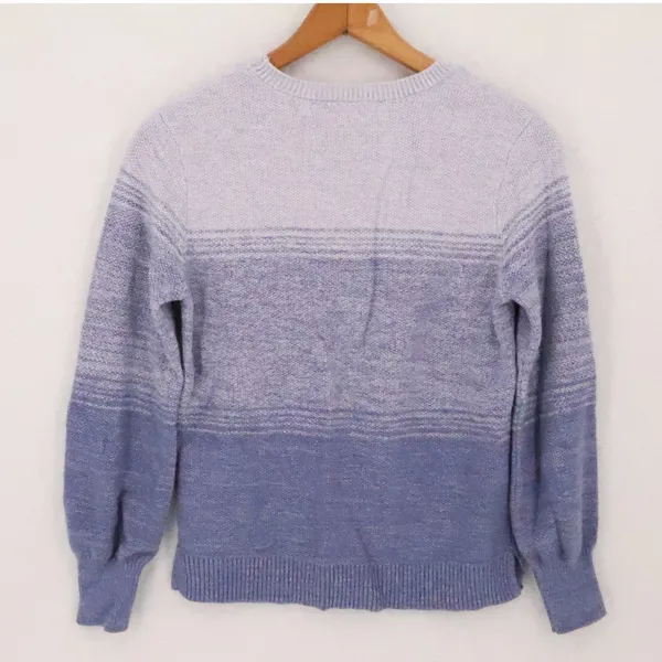 Ombre Gradient Crew Neck Sweater Womens Size S Purple Blue Soft Girl Coastal - Image 4