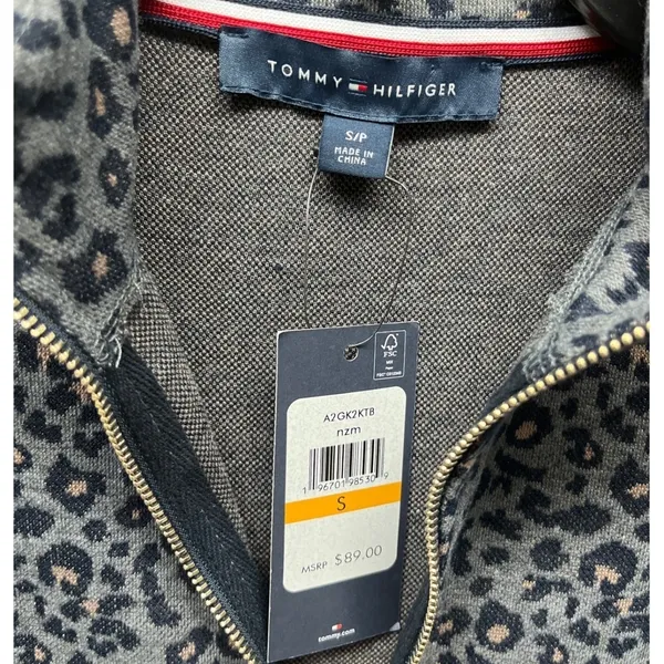 Tommy Hilfiger Womens Dress Size S Leopard Print Mock Neck Quarter Zip Casual - Image 10