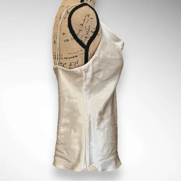 ANNA-KACI Khaki Satin Camisole And Shorts Pajama Set Medium | NWT - Image 3