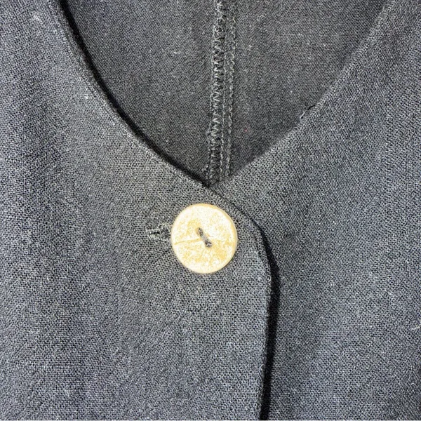 aqua‎ linen blend sleeveless Crop Button Down Vest Black Small - Image 3