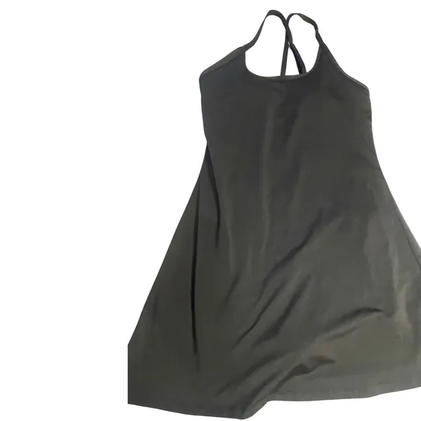 Black Athletic Exercise Dress with Built-in Romper Liner and Pockets Sleeveless‎ - Image 4